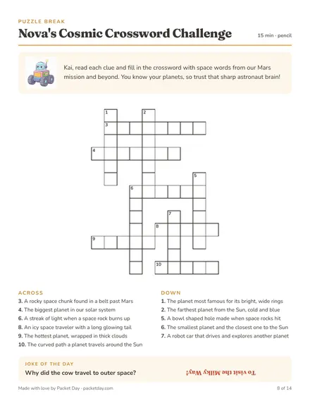 Crossword puzzle page